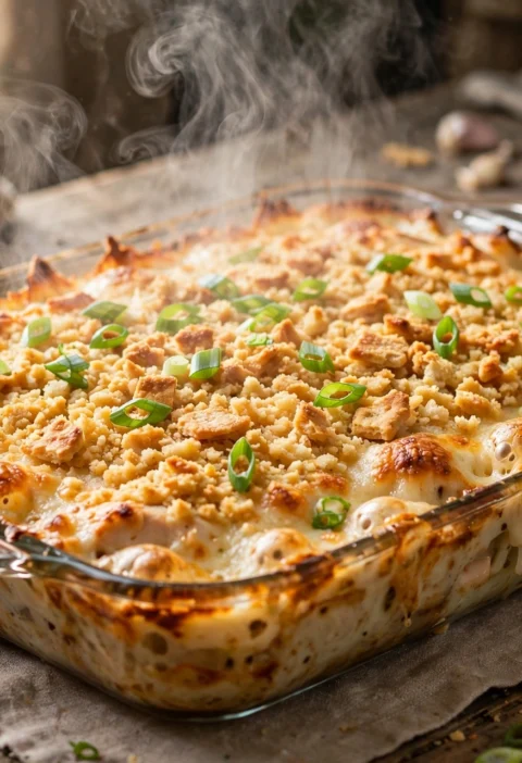 Neiman Marcus chicken casserole with golden buttery cracker topping